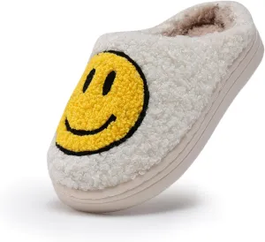 Sharllen Kids Happy Face Fuzzy Cozy Non-Slip Toddler Girls Boys Slide Slippers Plush Cute Warm Soft Socks Shoes for Little Big Kids Winter Indoor Outdoor