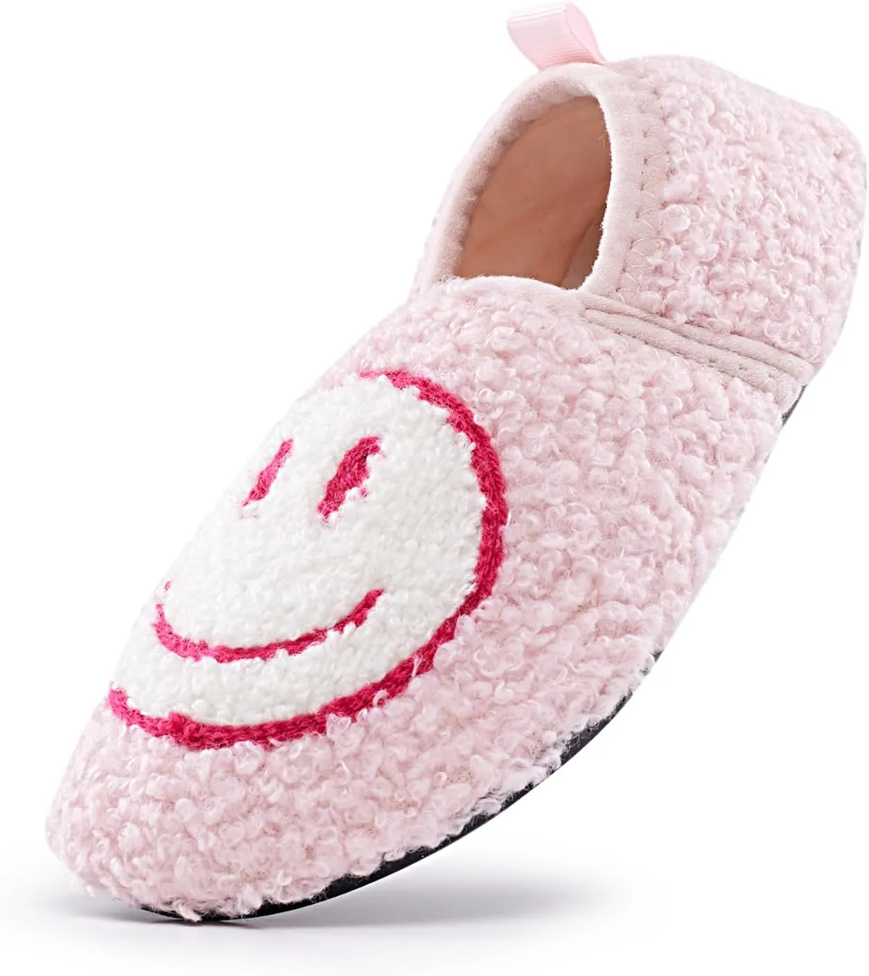 sharllen Smile Face Slippers Kids Girls Boys Plush Cute Warm Soft Happy Face Socks Slippers Shoes Fuzzy Cozy Non-Slip Toddler Slide Slippers for Little Big Kids Winter Indoor Outdoor