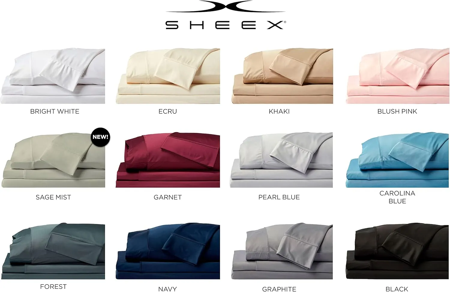 SHEEX Original Performance Sheet Set, Cooling Bed Sheet with 1 Flat Sheet, 1 Fitted Sheet, and 1 Standard Pillowcase, Twin/Twin XL, Pearl Blue