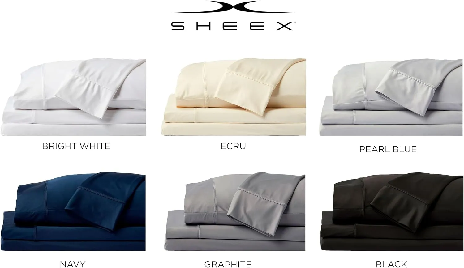 SHEEX Original Performance Sheet Set, Cooling Bed Sheet with 1 Flat Sheet, 1 Fitted Sheet, and 1 Standard Pillowcase, Twin/Twin XL, Pearl Blue