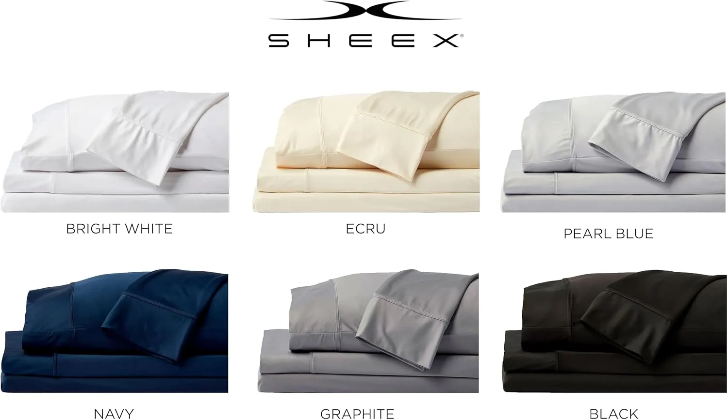 SHEEX Original Performance Sheet Set, Cooling Bed Sheet with 1 Flat Sheet, 2 Fitted Sheet, and 2 King Pillowcases, Split King, Bright White