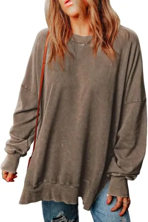 SHEWIN Womens Sweatshirt Casual Long Sleeve Crewneck Lightweight Pullover Tops Loose Sweatshirts