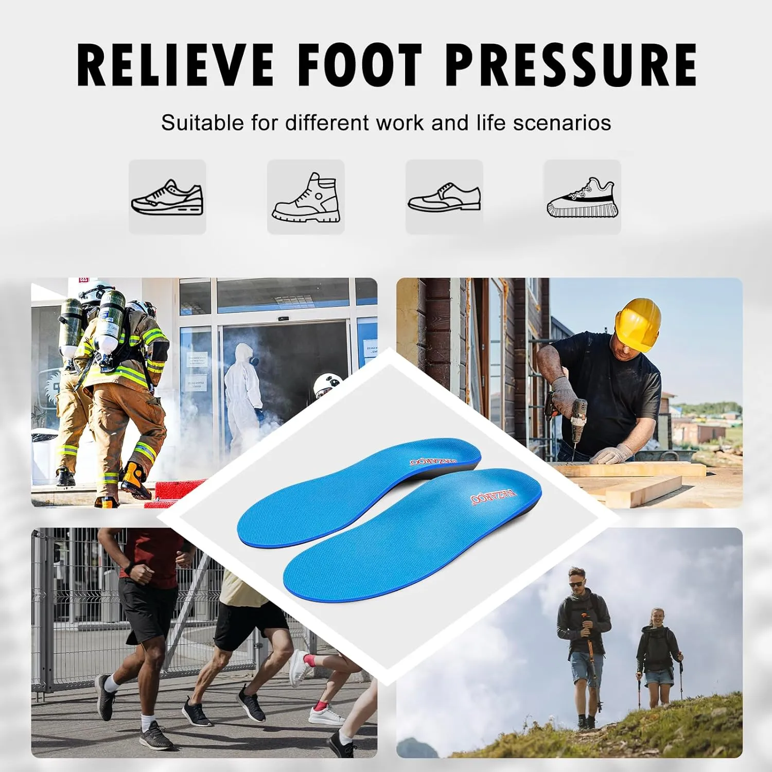 Shoe Insoles Arch Support Inserts Orthotic Insoles for Plantar Fasciitis, Flat Feet, High Arch, Pronation, Heel Spurs & Foot Pain