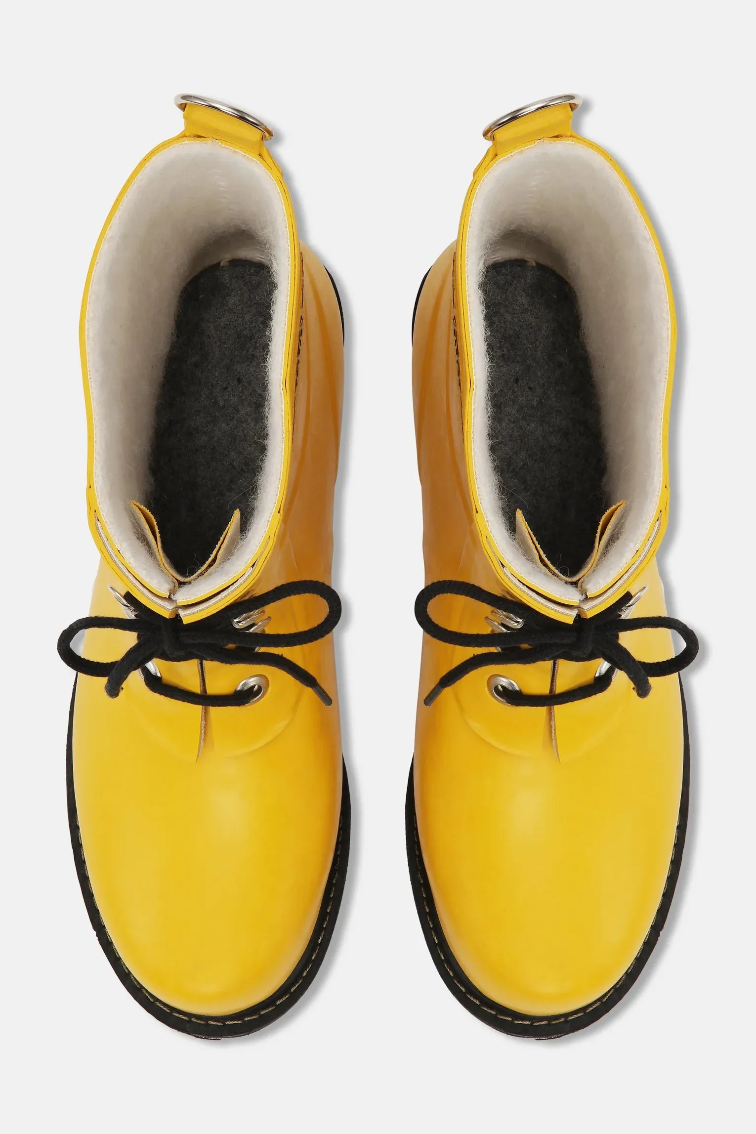 Short Lace Up Rubber Boot - Cyber Yellow