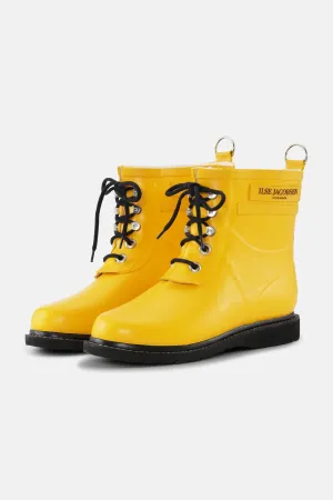Short Lace Up Rubber Boot - Cyber Yellow