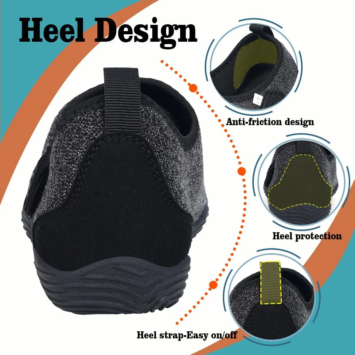 Sisttke Womens Mens Barefoot Slippers Wide Diabetic Shoes with Arch Support Orthopedic Adjustable Walking Slipper Arthritis Edema Swollen House Shoes Indoor Outdoor