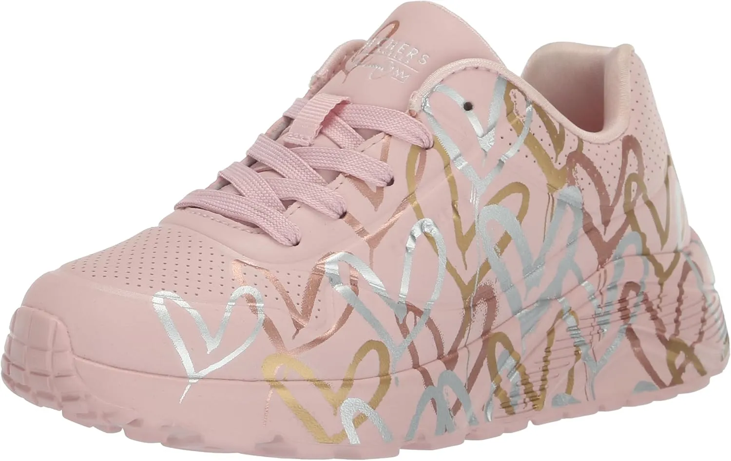 Skechers Girls' Uno Lite metallic Love