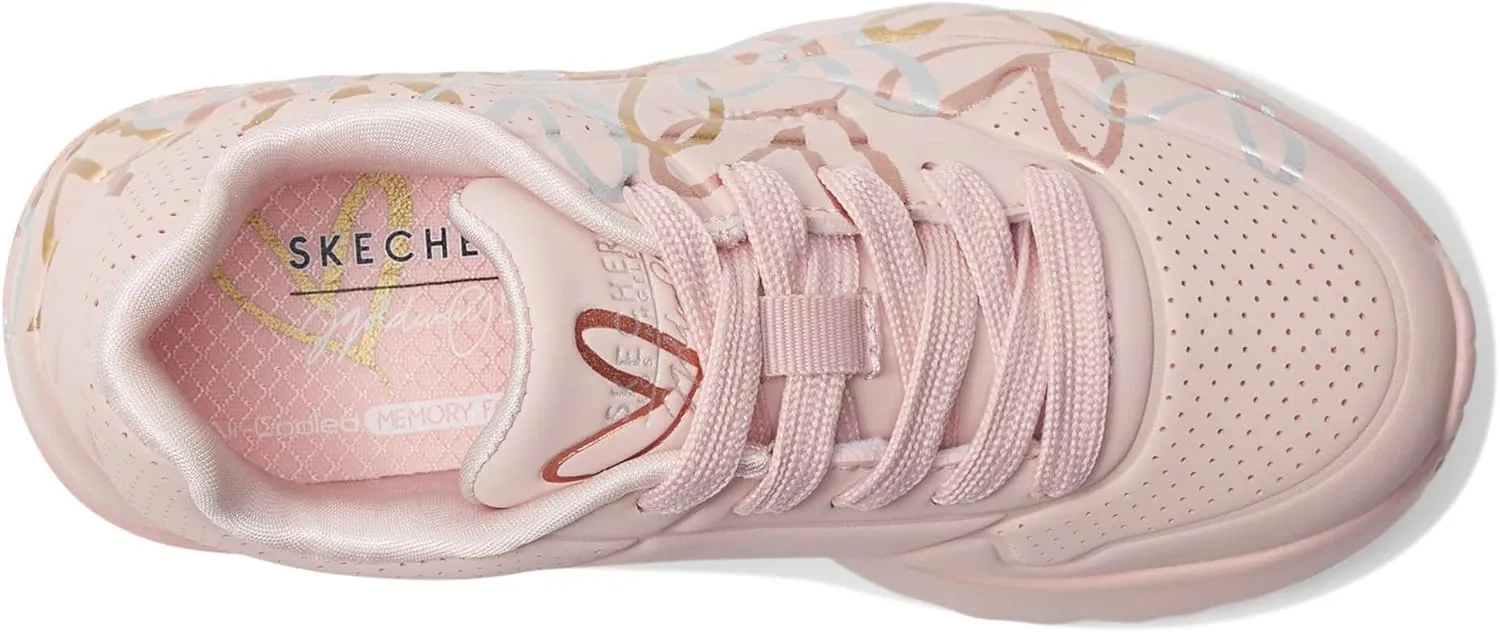 Skechers Girls' Uno Lite metallic Love