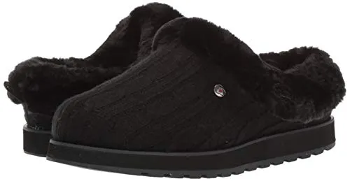 Skechers Women's Ice Angel Slipper, Black/Black, 5.5