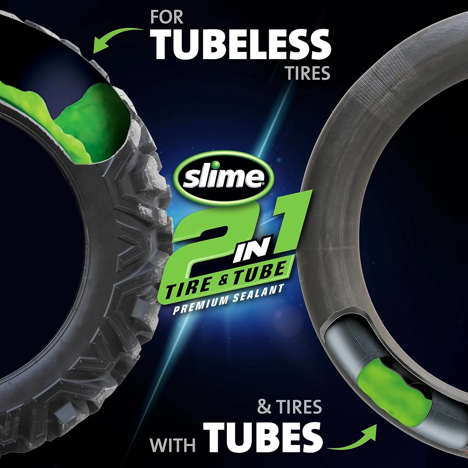 Slime 10193-6PK 2-in-1 Tire and Tube Sealant Puncture Repair Sealant, Premium, Prevent and Repair, Suitable for Non-Highway Tires and Tubes, Non-Toxic, Eco-Friendly, 6 x 16oz Bottles