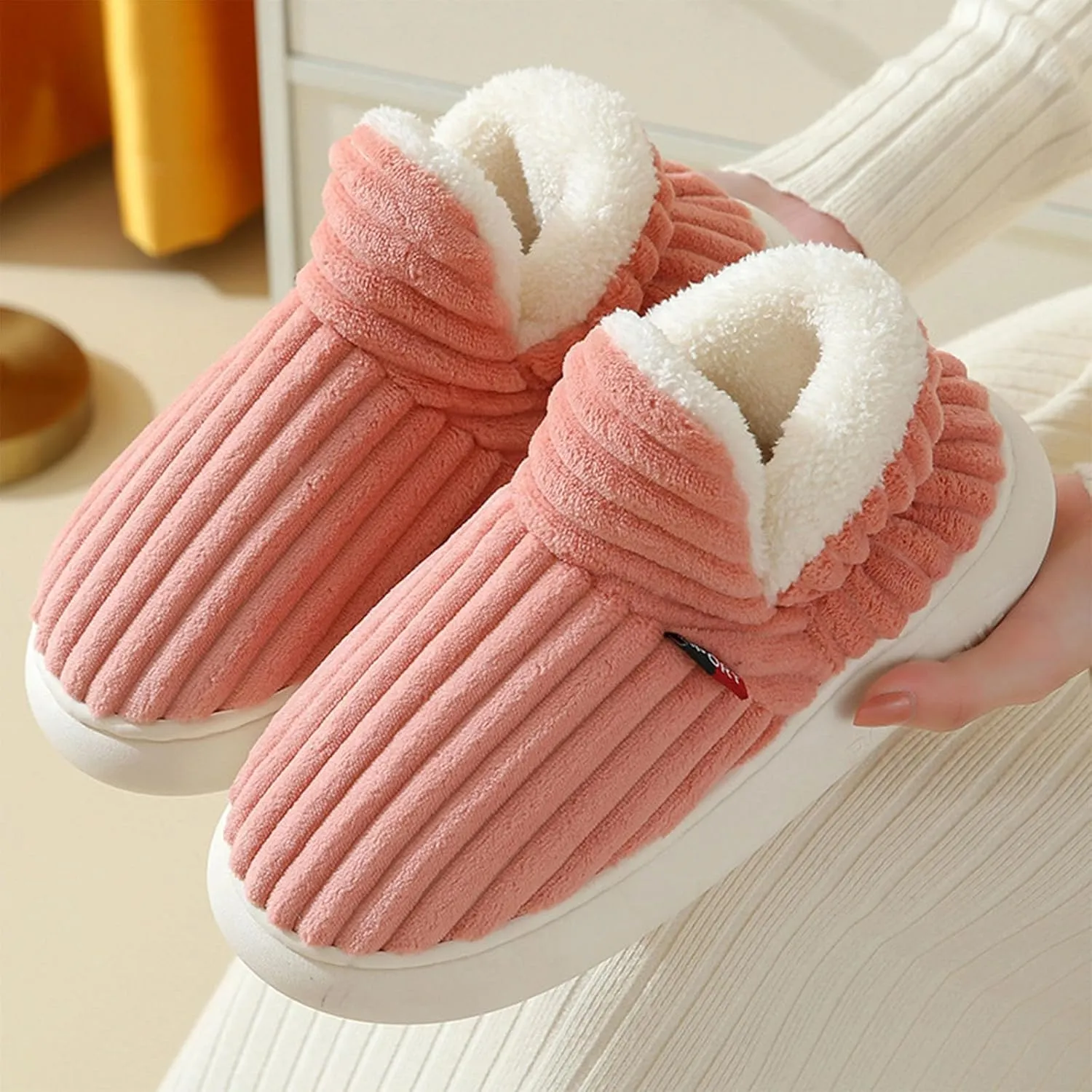 Slipper Booties Women Men, Pillow Warm Fuzzy House Cloud Slippers, Anti-Skid Cozy Plush Indoor Outdoor Thick Sole