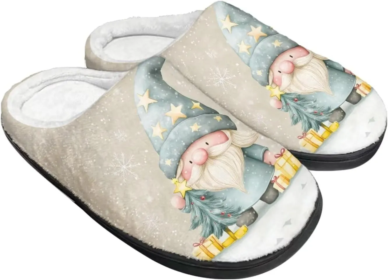 Slippers for Women Indoors and Outdoors, Mens Comfy Flannel Warm Slippers Flat Clogs Winter House Slippers