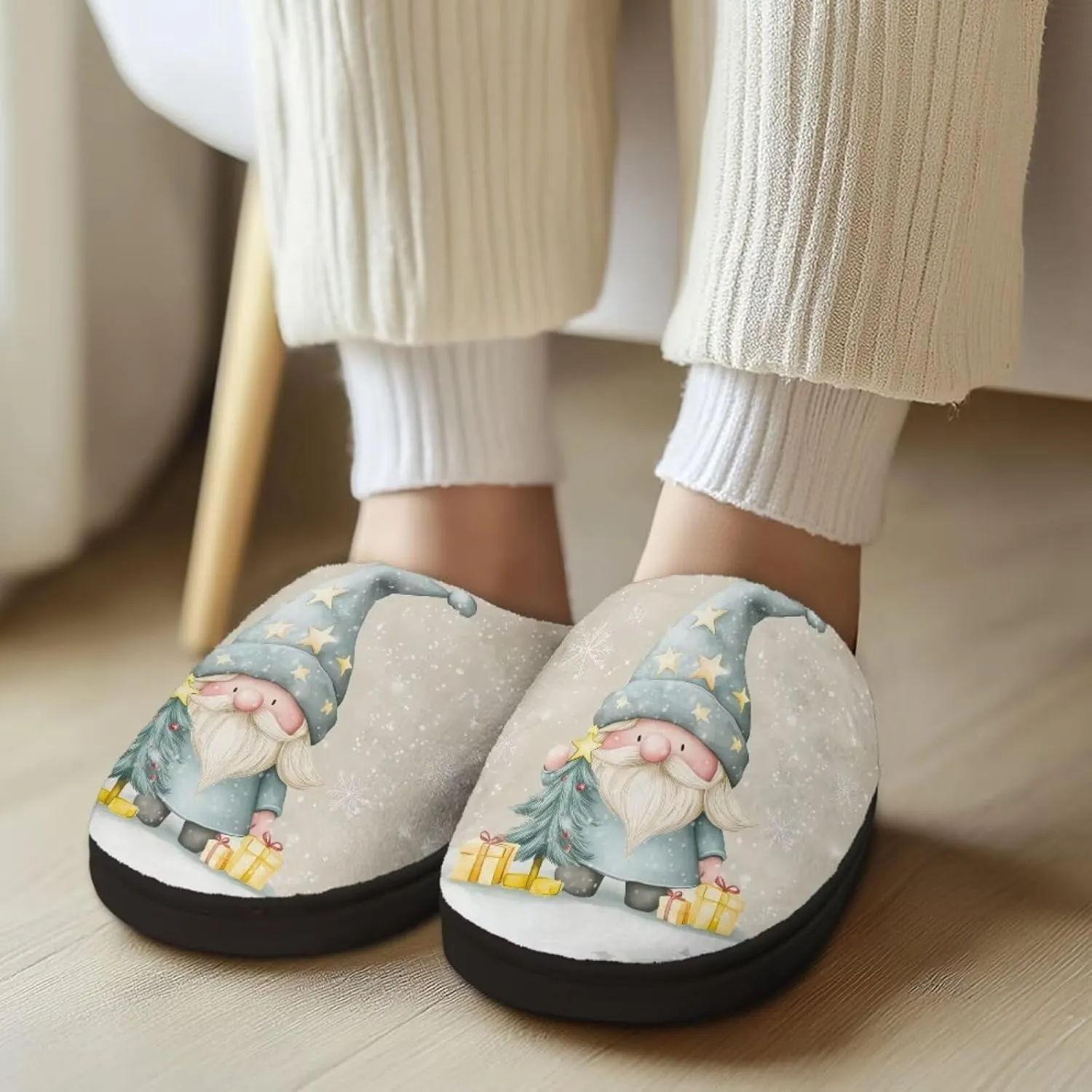 Slippers for Women Indoors and Outdoors, Mens Comfy Flannel Warm Slippers Flat Clogs Winter House Slippers