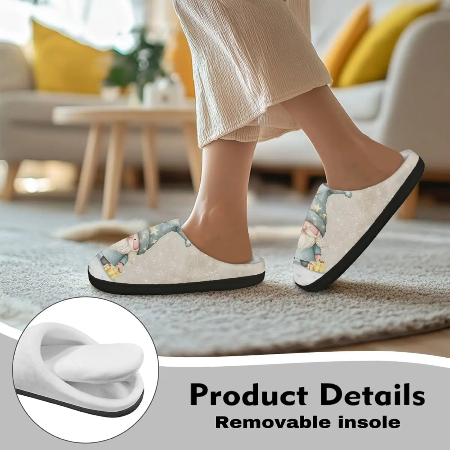 Slippers for Women Indoors and Outdoors, Mens Comfy Flannel Warm Slippers Flat Clogs Winter House Slippers