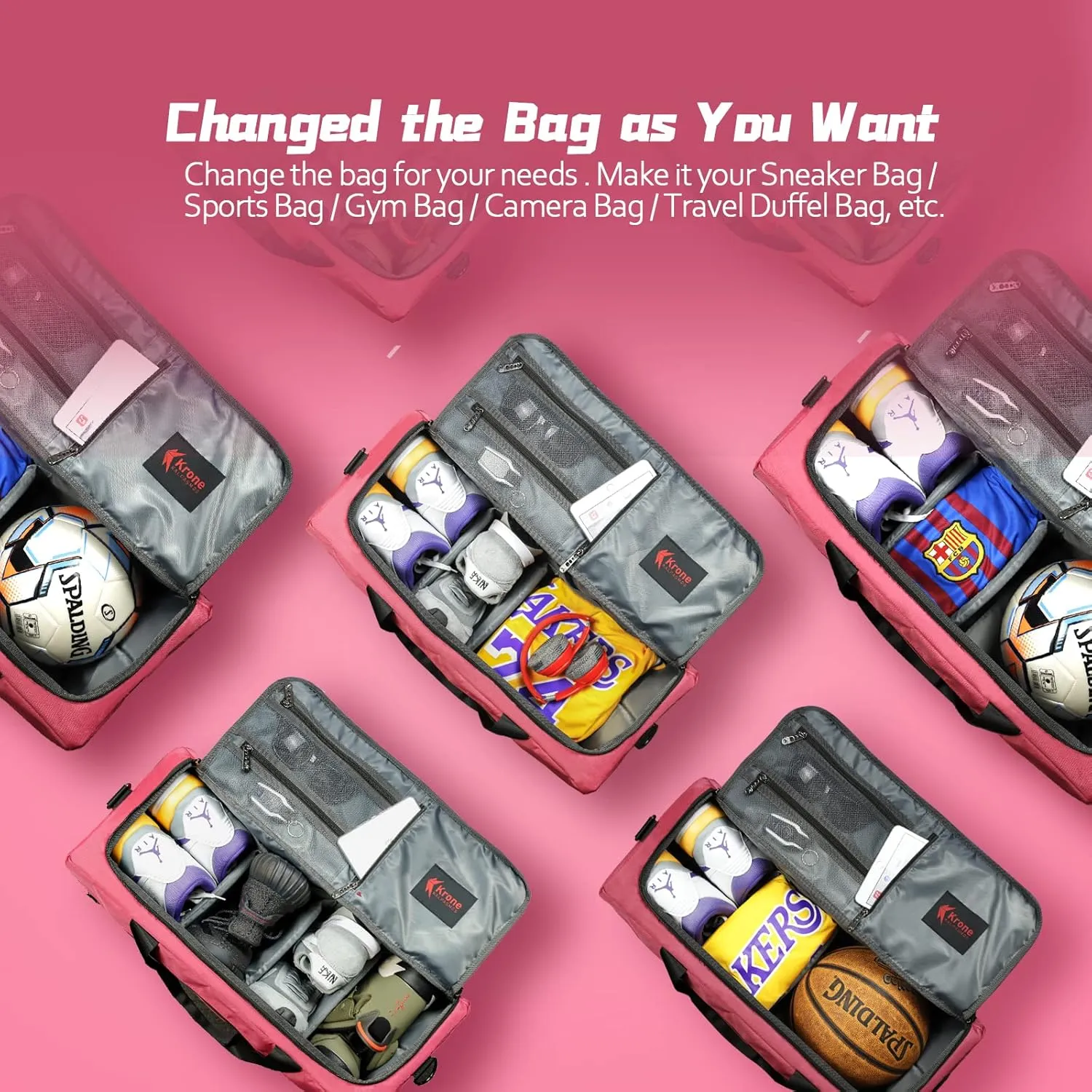 Sneaker Bag for Travel/Sneakerhead gift/Outdoor Sports Bag/Gym Bag /, A Multi-functional Travel Duffel Bag with 3 Adjustable Dividers, & Shoulder Strap,Made of Nylon, by Krone Kalpasmos-classic