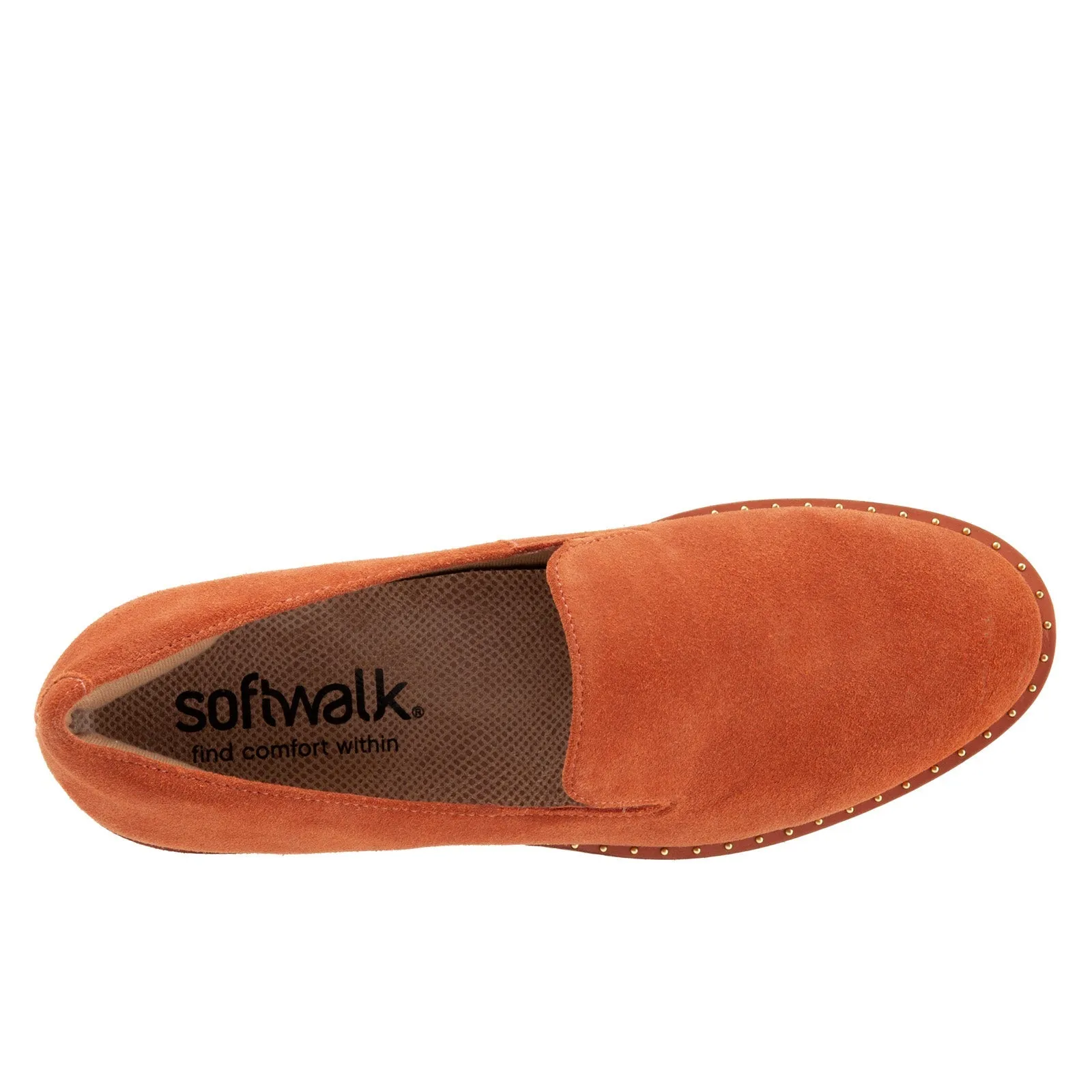 Softwalk Westport S2011-840 Womens Orange Wide Leather Loafer Flats Shoes