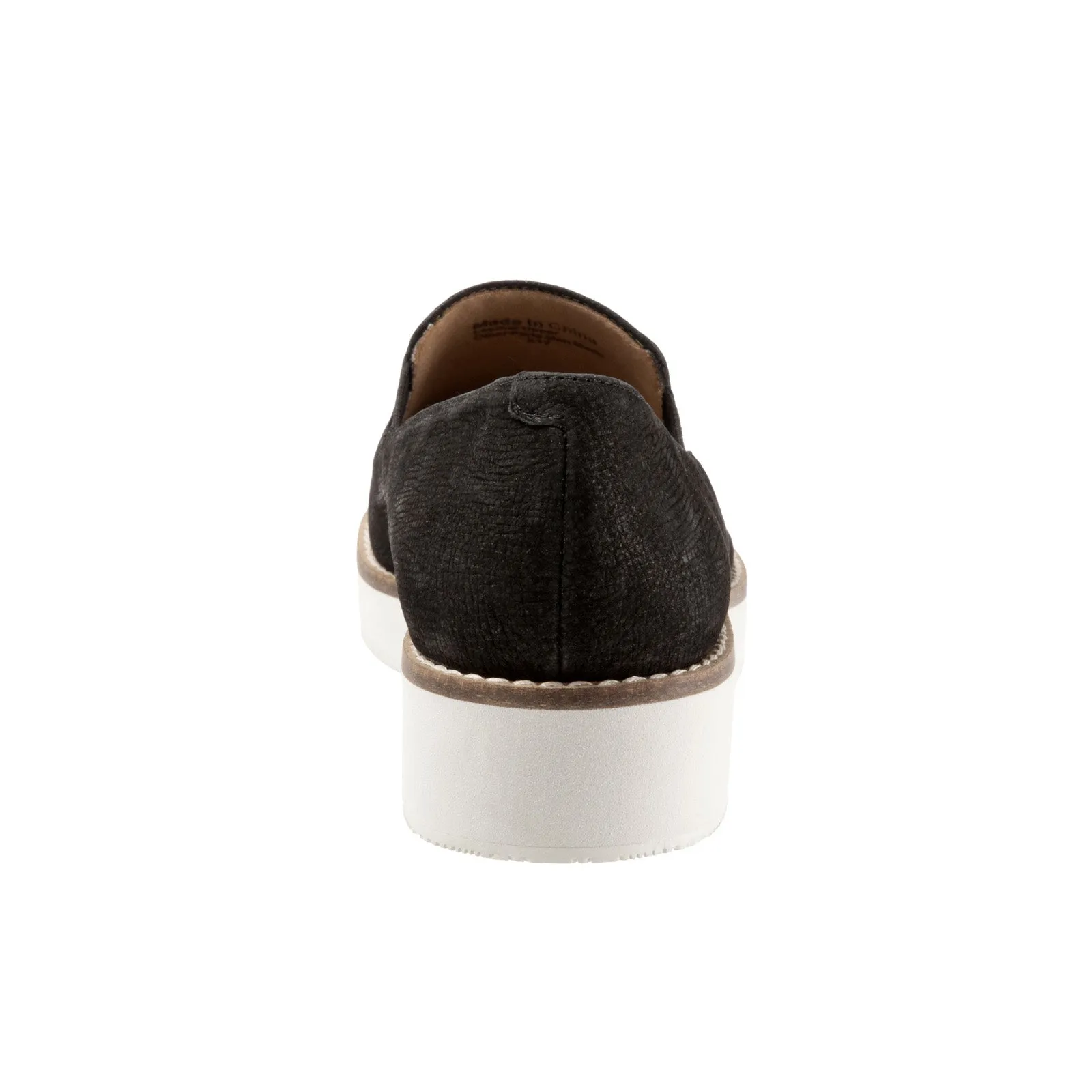 Softwalk Whistle S1810-001 Womens Black Wide Leather Loafer Flats Shoes