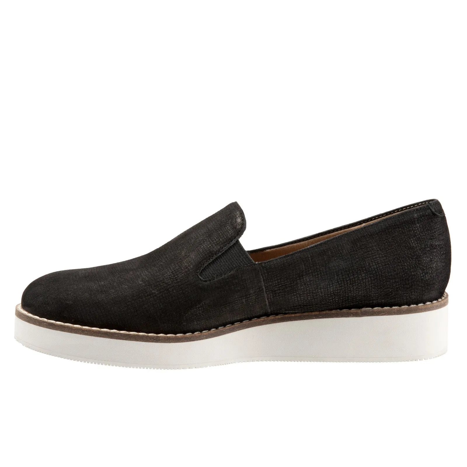 Softwalk Whistle S1810-001 Womens Black Wide Leather Loafer Flats Shoes