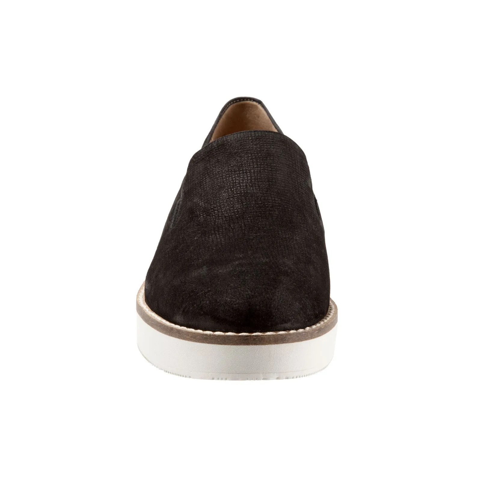 Softwalk Whistle S1810-001 Womens Black Wide Leather Loafer Flats Shoes