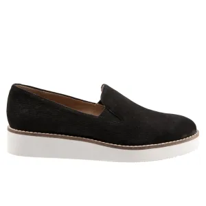 Softwalk Whistle S1810-001 Womens Black Wide Leather Loafer Flats Shoes