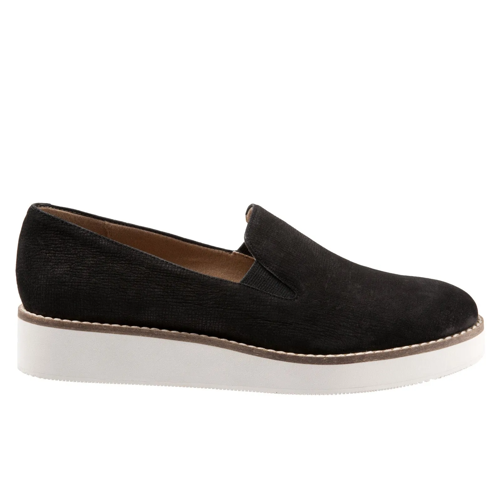 Softwalk Whistle S1810-001 Womens Black Wide Leather Loafer Flats Shoes