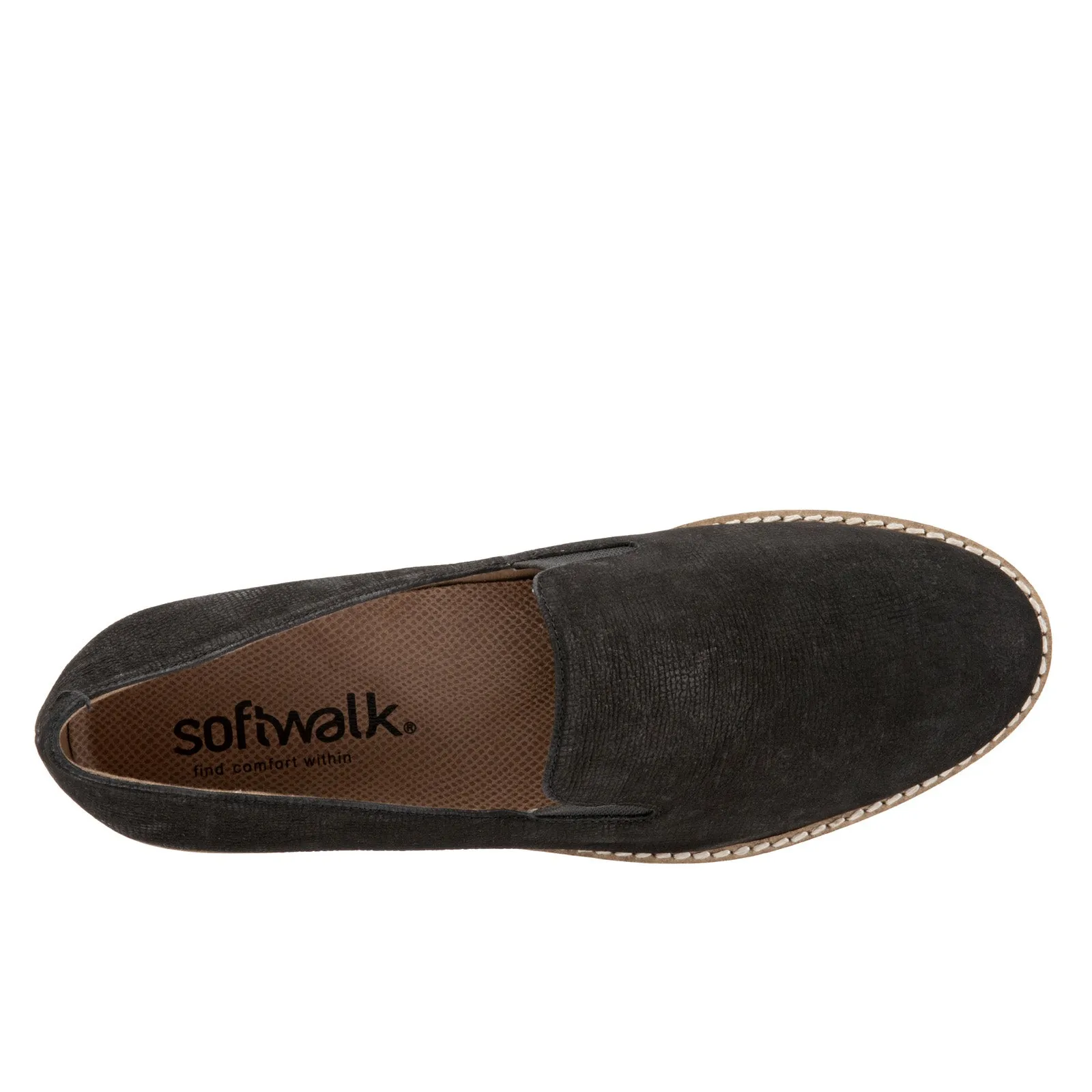 Softwalk Whistle S1810-001 Womens Black Wide Leather Loafer Flats Shoes