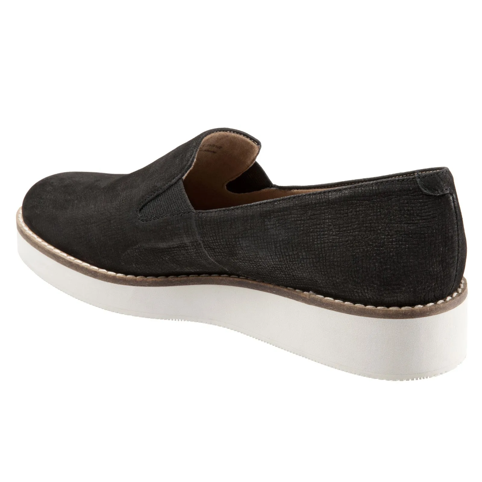 Softwalk Whistle S1810-001 Womens Black Wide Leather Loafer Flats Shoes