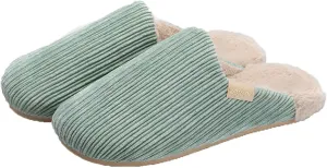 Solid Corduroy Striped Cotton Slippers Soft Fluffy Warm Cozy Home Non-Slip Couple Style Casual Memory Foam Fuzzy Slides Indoor Outdoor Anti-Skid (Size:44-45,Color:blue)