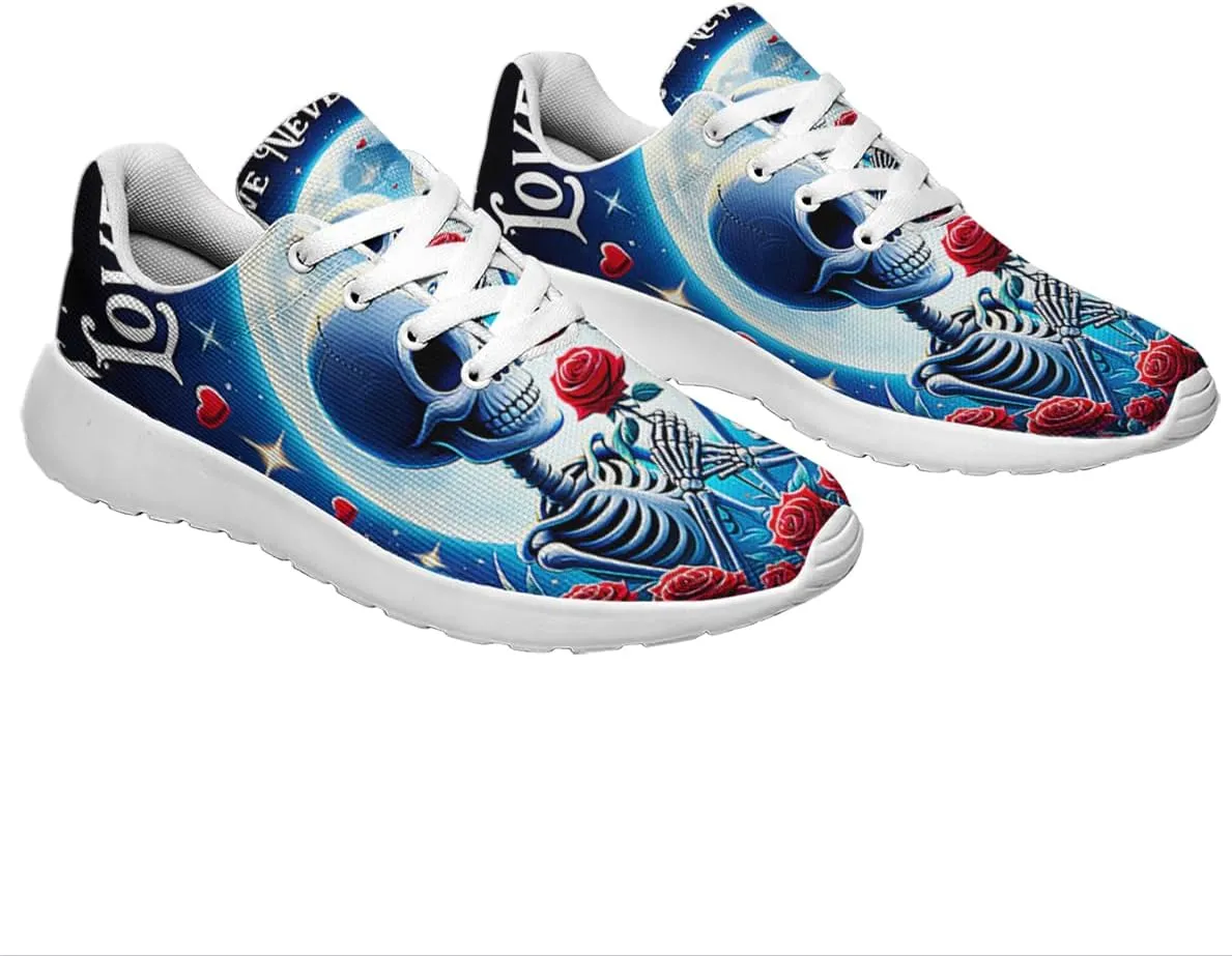 Sonzj-II Happy Valentine's Day Shoes for Women Anti-Slip Lace Up Athletic Walking Running Sneakers
