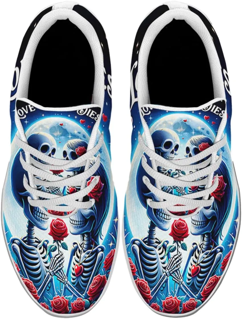 Sonzj-II Happy Valentine's Day Shoes for Women Anti-Slip Lace Up Athletic Walking Running Sneakers