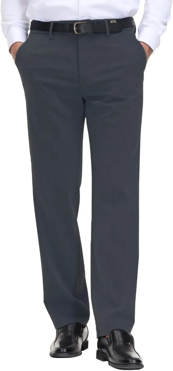Soojun Men's Classic Fit Flex Waist Flat Front Dress Pant