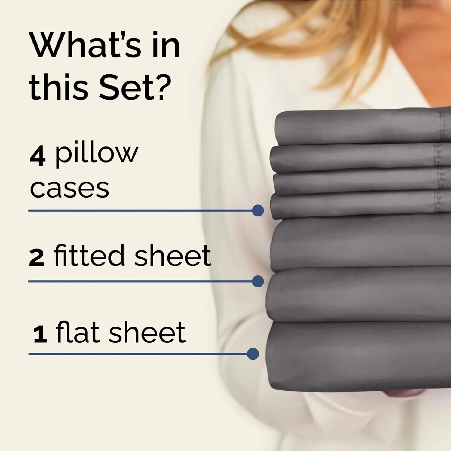 Split King 7 Piece Sheet Set - Comfy Breathable & Cooling - Soft Hotel Luxury Bedding Set with 8-16 Inch Deep Pockets - 1 Flat & 2 Fitted Sheet & 4 Pillowcases - Wrinkle Free & Easy Care - Dark Grey