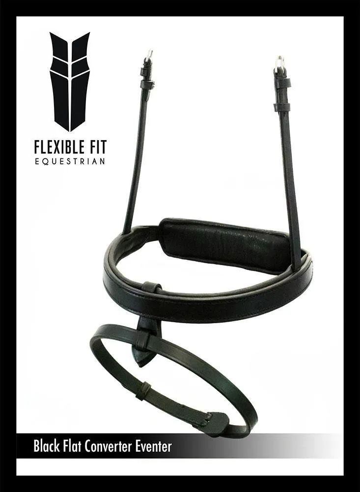 Straight Flat Plain Converter Eventer - Black Snaffle/Double Noseband