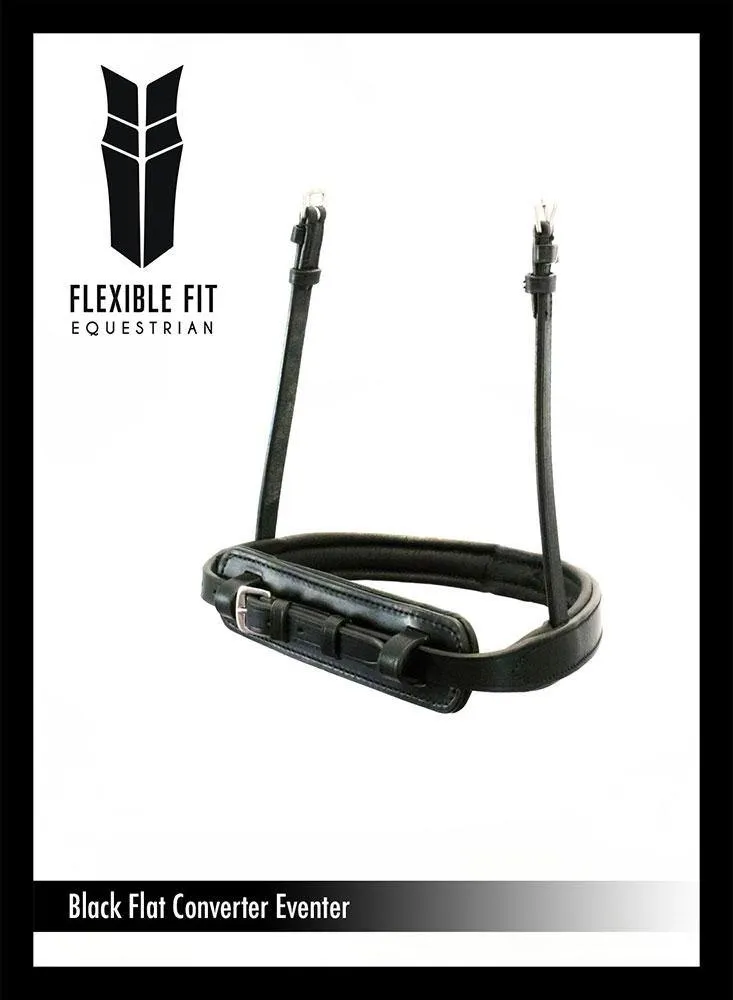 Straight Flat Plain Converter Eventer - Black Snaffle/Double Noseband