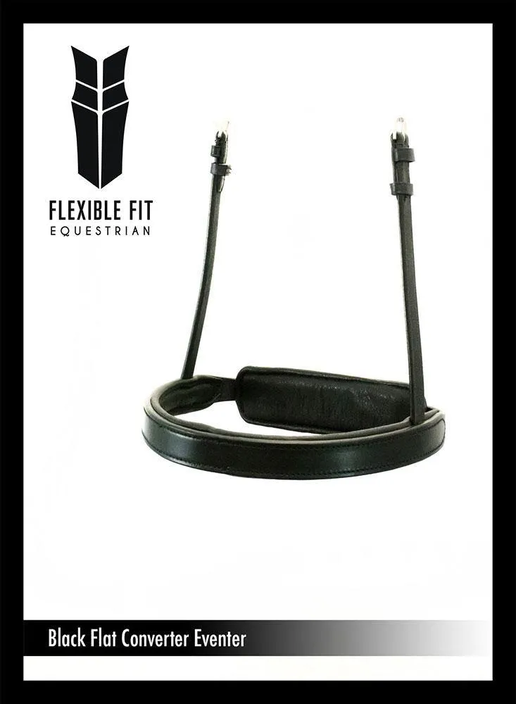 Straight Flat Plain Converter Eventer - Black Snaffle/Double Noseband