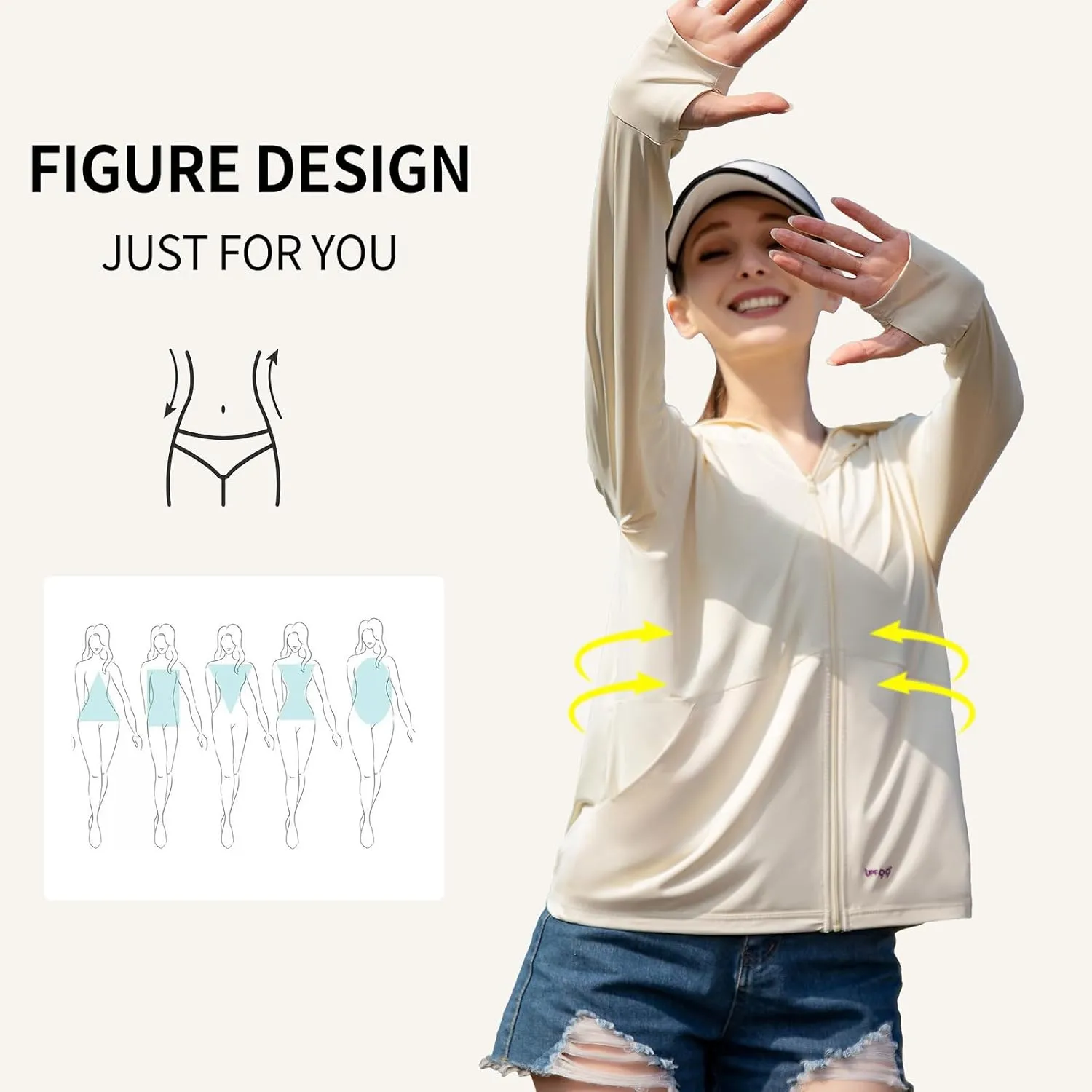 Sun Hoodie UV Protection - Comfy UPF 99  Sun Jacket w/Long Sleeve, Zipper, Pocket for Hiking, Running, Cycling
