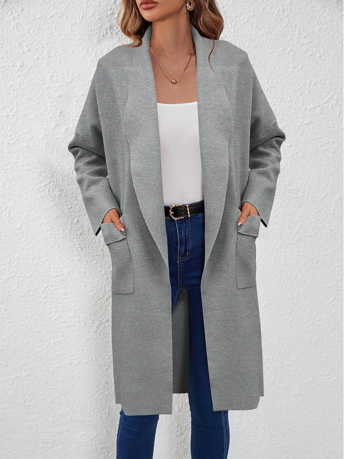 SuperPrity Womens Cardigan Sweater Fall Fashion 2024 Casual Oversized Knit Open Front Long Coatigan Jacket Coat Trendy Outfit