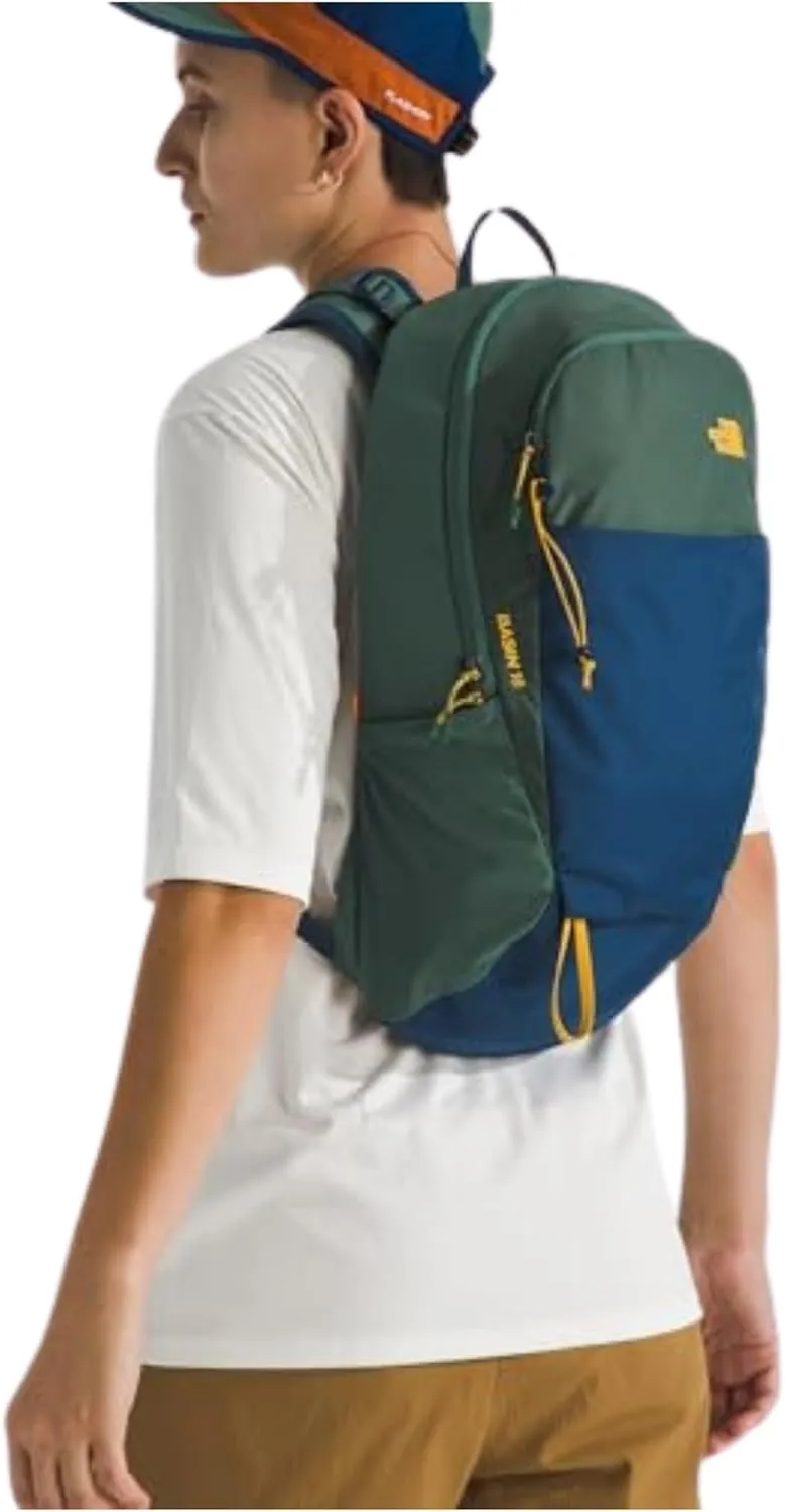 THE NORTH FACE Basin 18 Liter Technical Daypack with Rain Cover - PFAS Free, Duck Green/Shady Blue, One Size