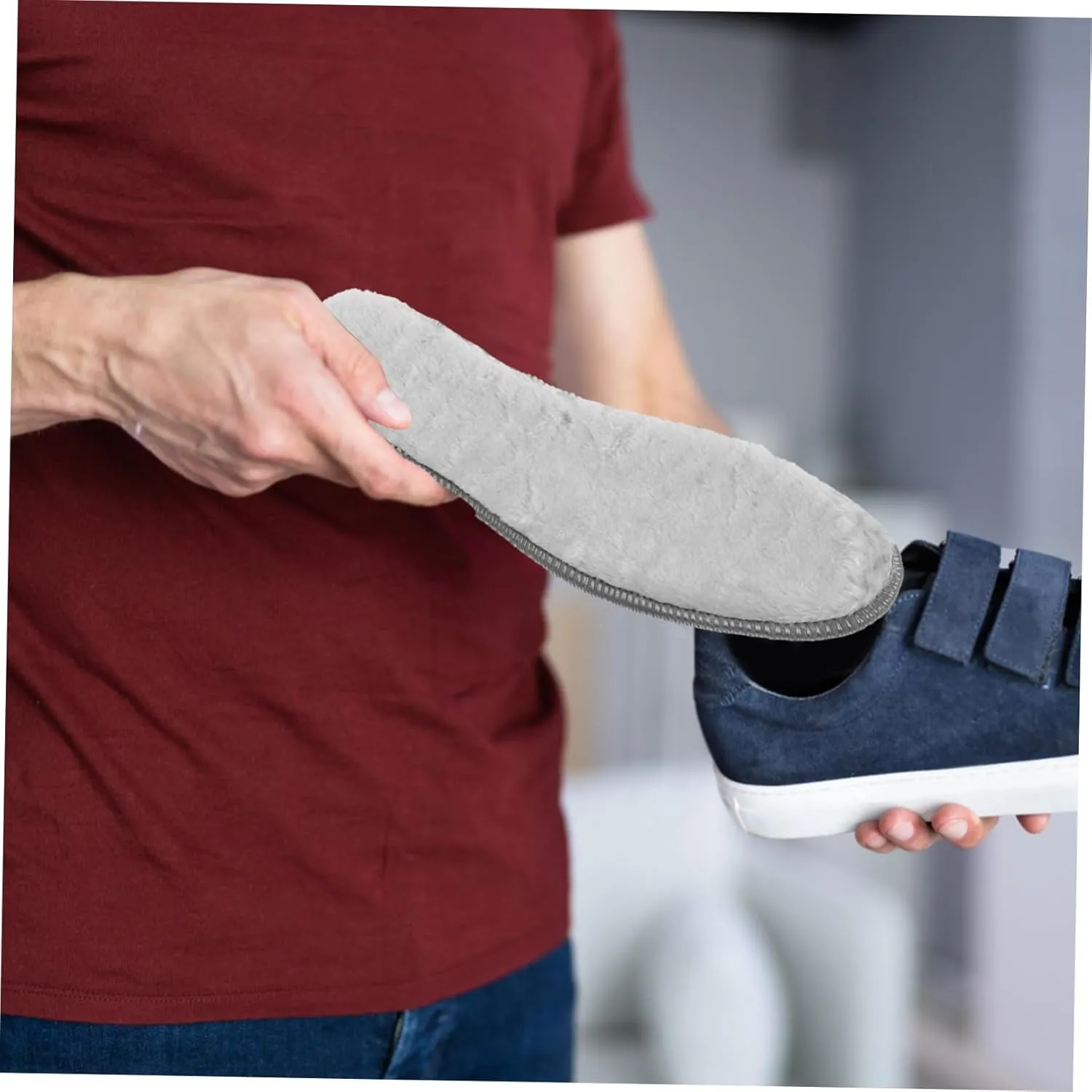 Thermal Insoles for Women Warm Cushioned 4 Pairs of Winter Slippers Inserts Non-Slip Sole Pads
