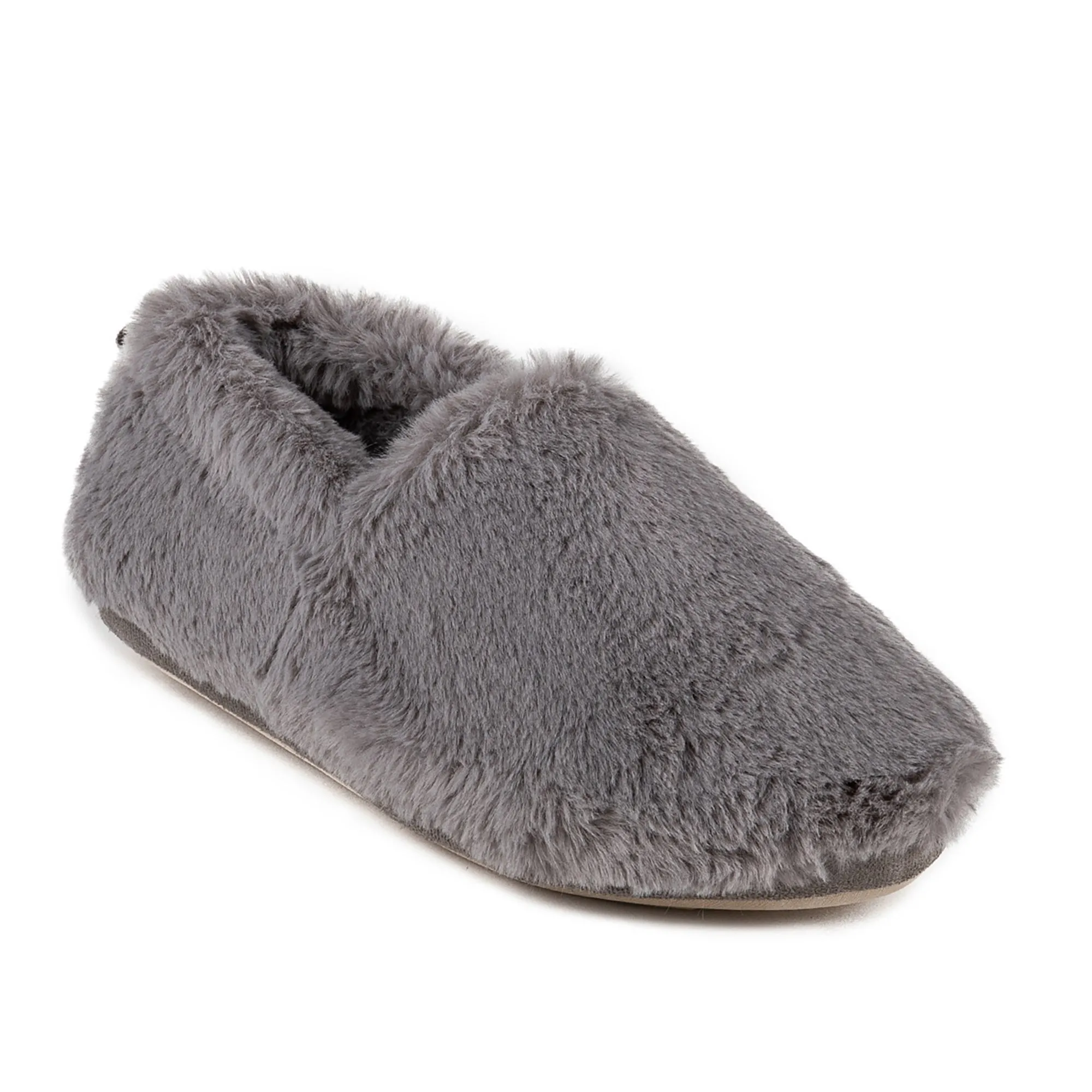 Totes Isotoner FAUX FUR Womens Back Slippers Grey