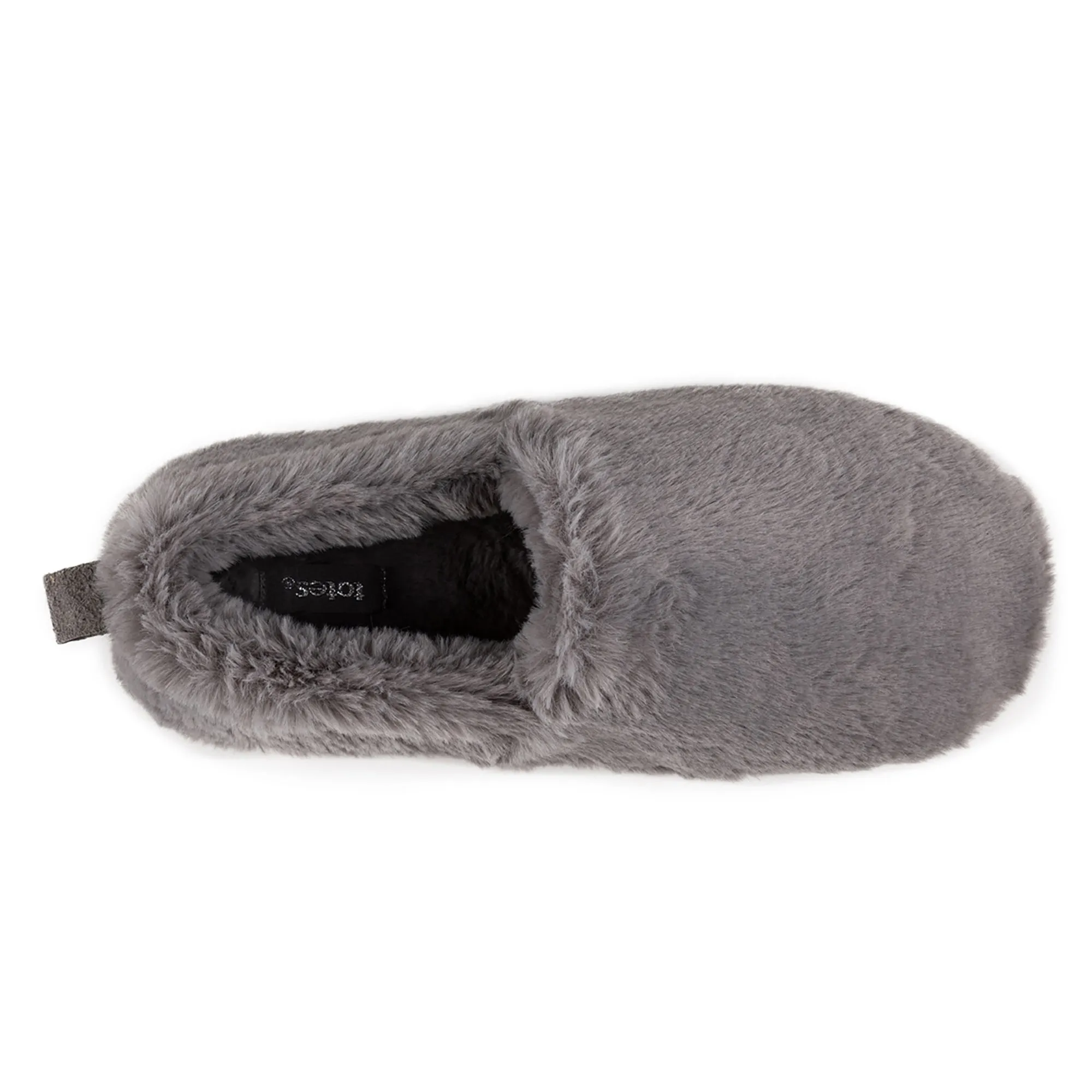 Totes Isotoner FAUX FUR Womens Back Slippers Grey