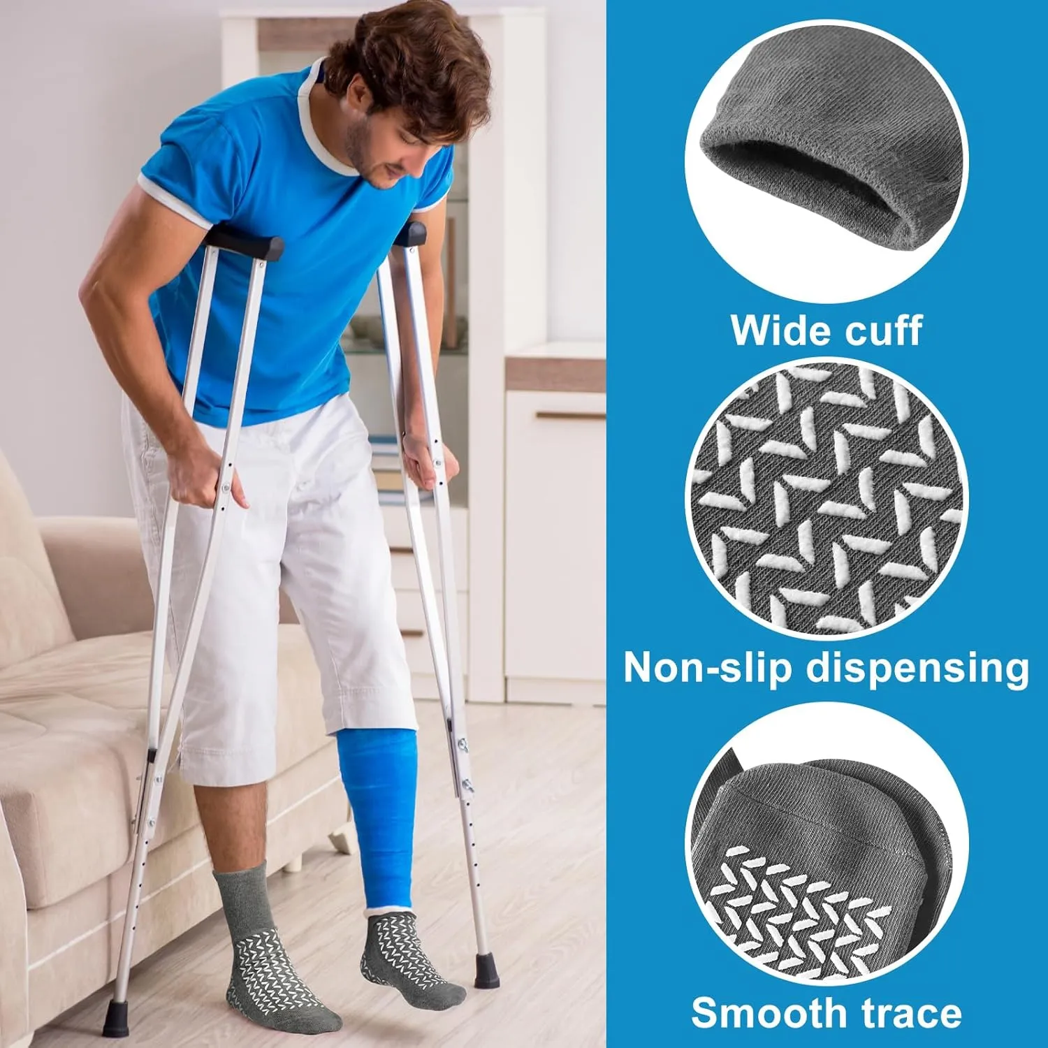 Toulite 10 Pairs Hospital Socks with Grips for Women Men Double Sided Non Slip Slipper Socks Fall Prevention for Elderly