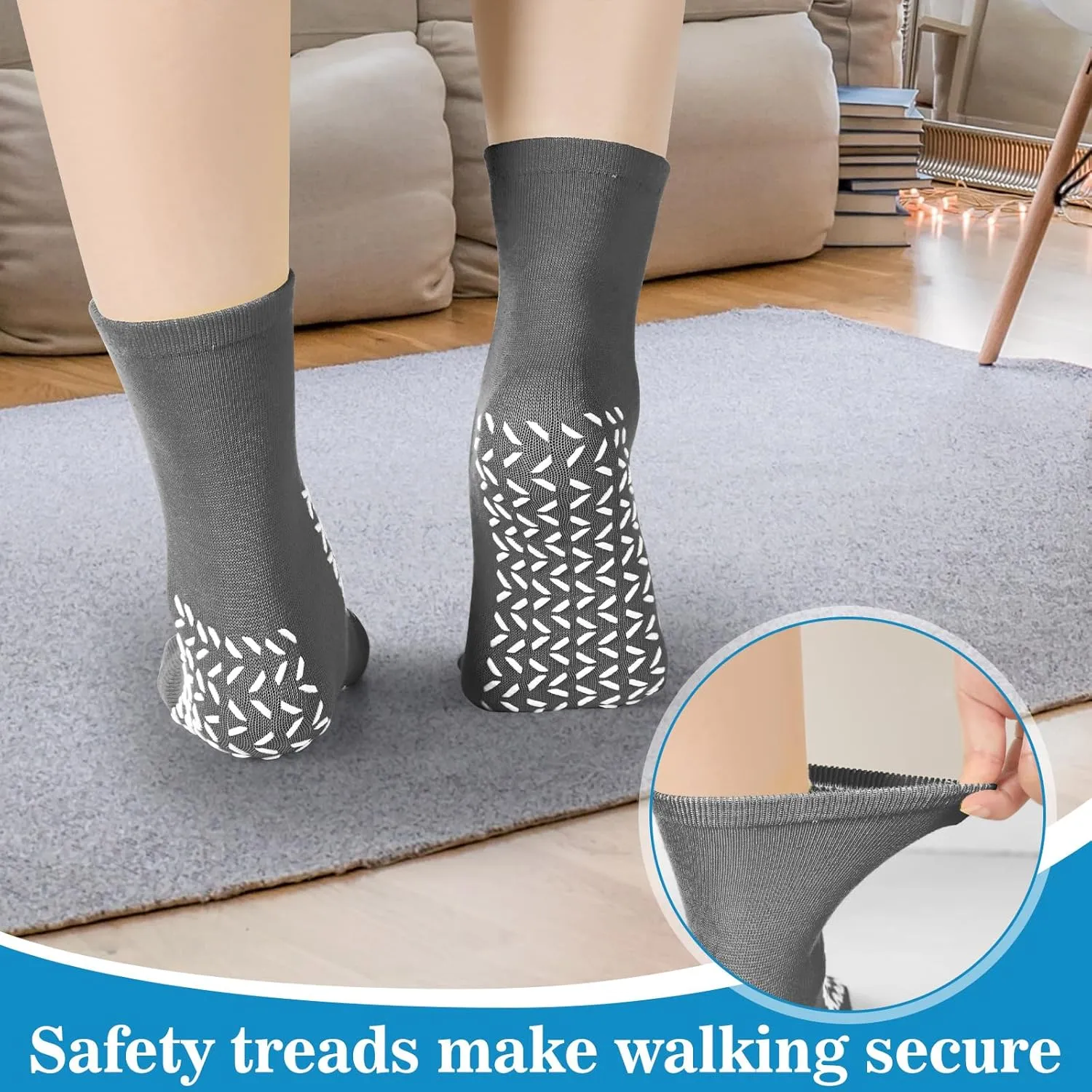 Toulite 10 Pairs Hospital Socks with Grips for Women Men Double Sided Non Slip Slipper Socks Fall Prevention for Elderly