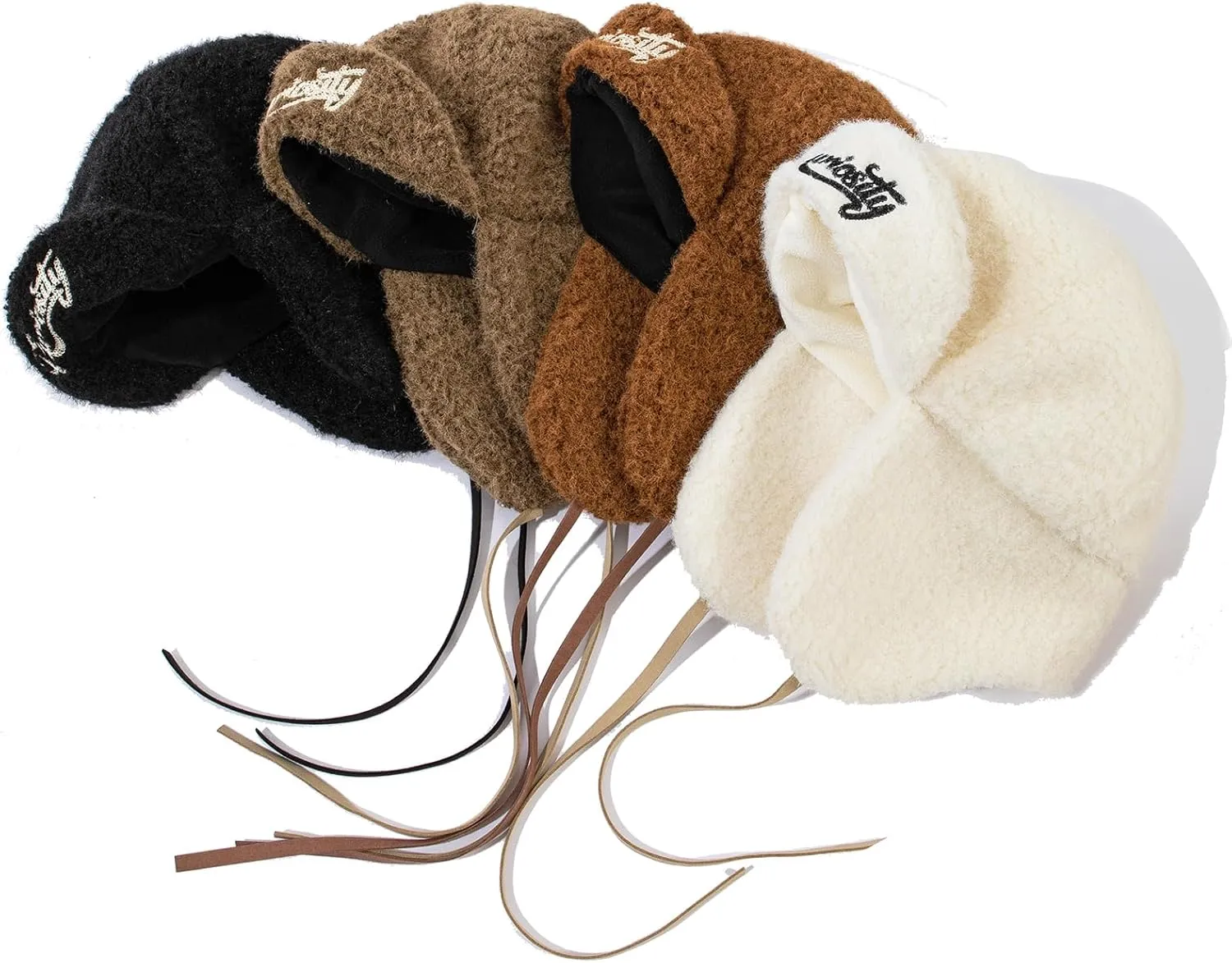 Trapper Winter Hat Women Flat Bill Russian Ushanka Hat Fleece Trooper Aviator Cap with Short Brim Earflap Caps