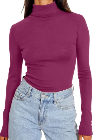 Trendy Queen Women's Turtleneck Long Sleeve Shirts Fall Fashion Basic Thermal Underwear Tops Winter Clothes 2025
