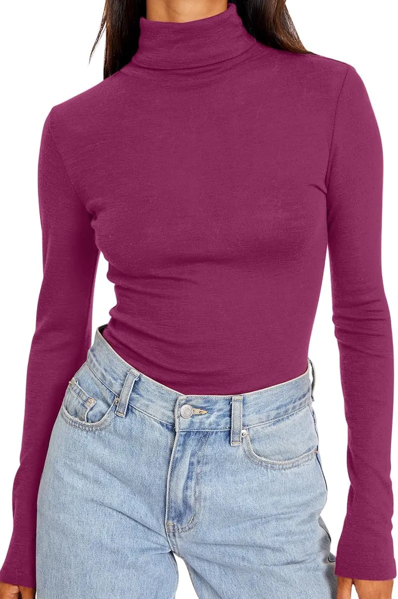 Trendy Queen Women's Turtleneck Long Sleeve Shirts Fall Fashion Basic Thermal Underwear Tops Winter Clothes 2025