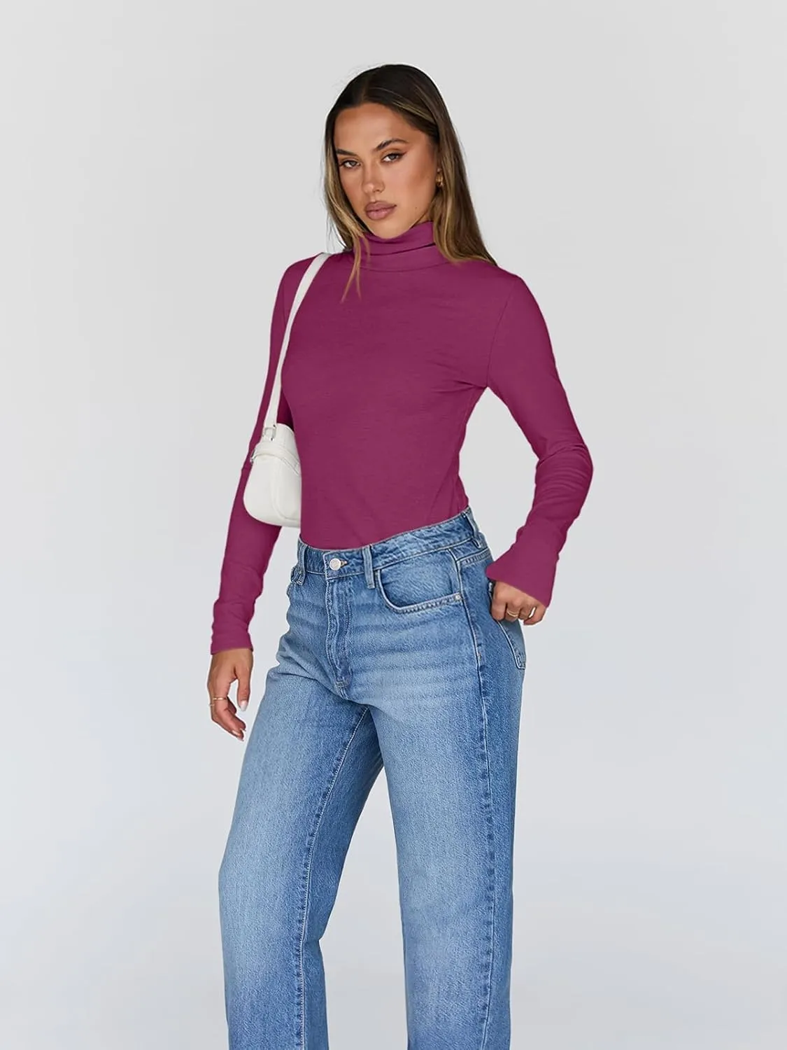 Trendy Queen Women's Turtleneck Long Sleeve Shirts Fall Fashion Basic Thermal Underwear Tops Winter Clothes 2025