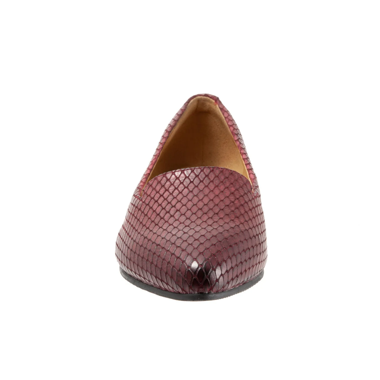 Trotters Harlowe T1707-627 Womens Burgundy Leather Loafer Flats Shoes
