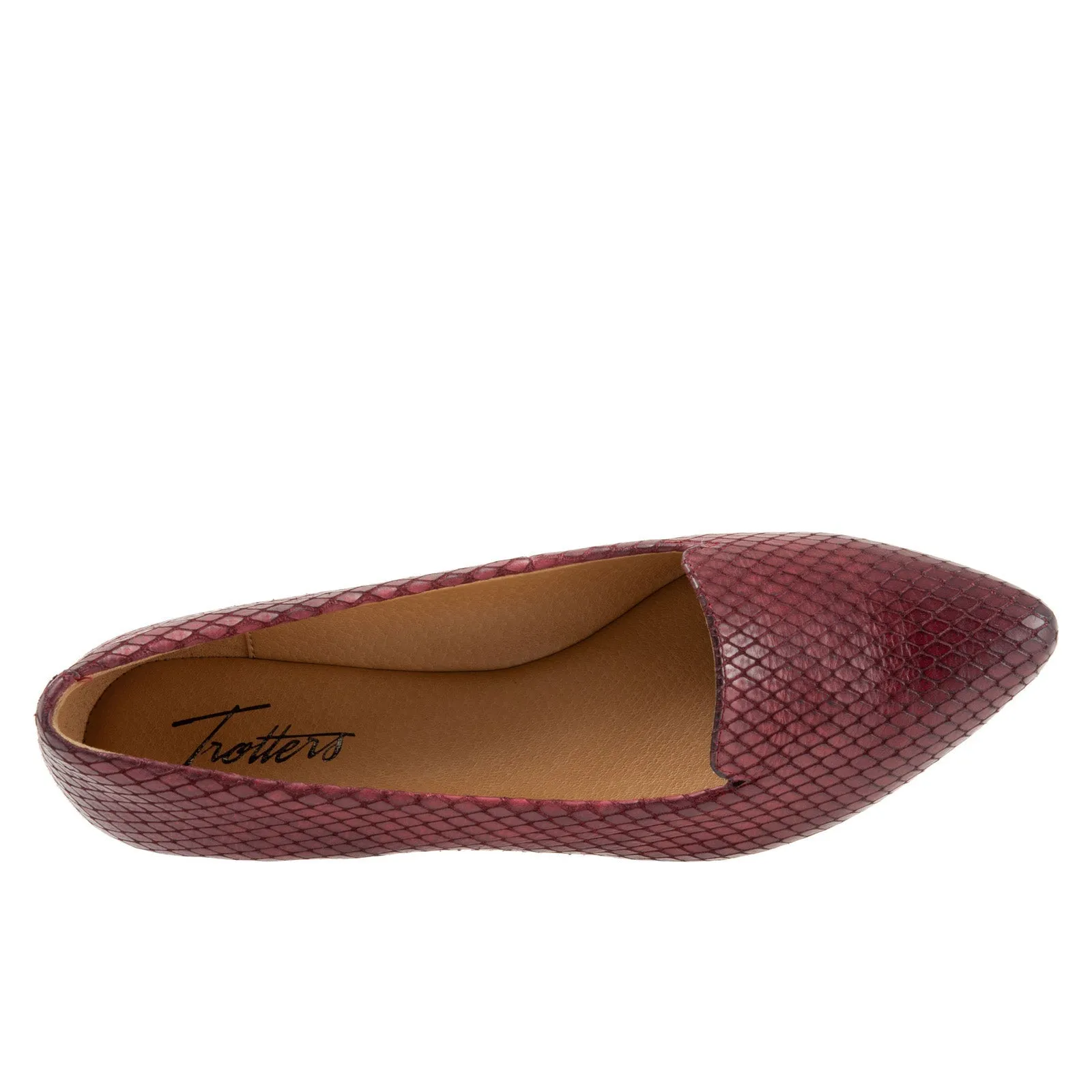 Trotters Harlowe T1707-627 Womens Burgundy Leather Loafer Flats Shoes