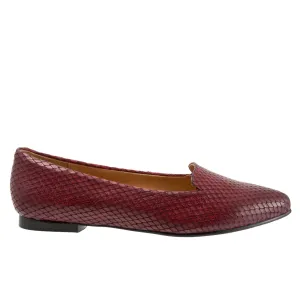 Trotters Harlowe T1707-627 Womens Burgundy Leather Loafer Flats Shoes